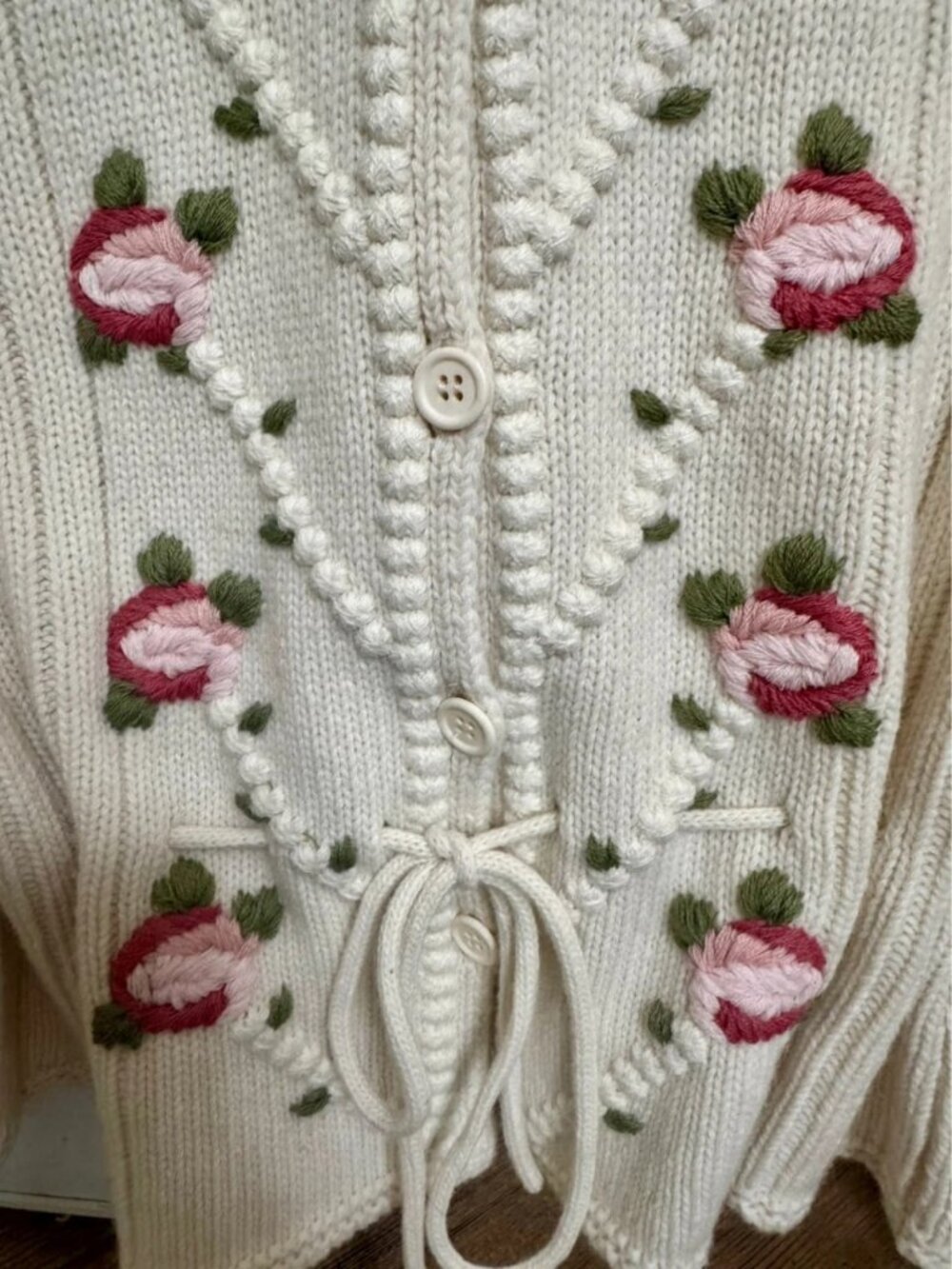 Rouje Paris Misha Embroidered Rose Cardigan S - Picture 2 of 3